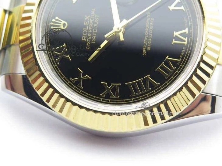 0213 AllSeason DateJust II 116333 SS YG 41mm EW Best Edition Black Dial Gold Roman Markers On SS Bracelet A 3826